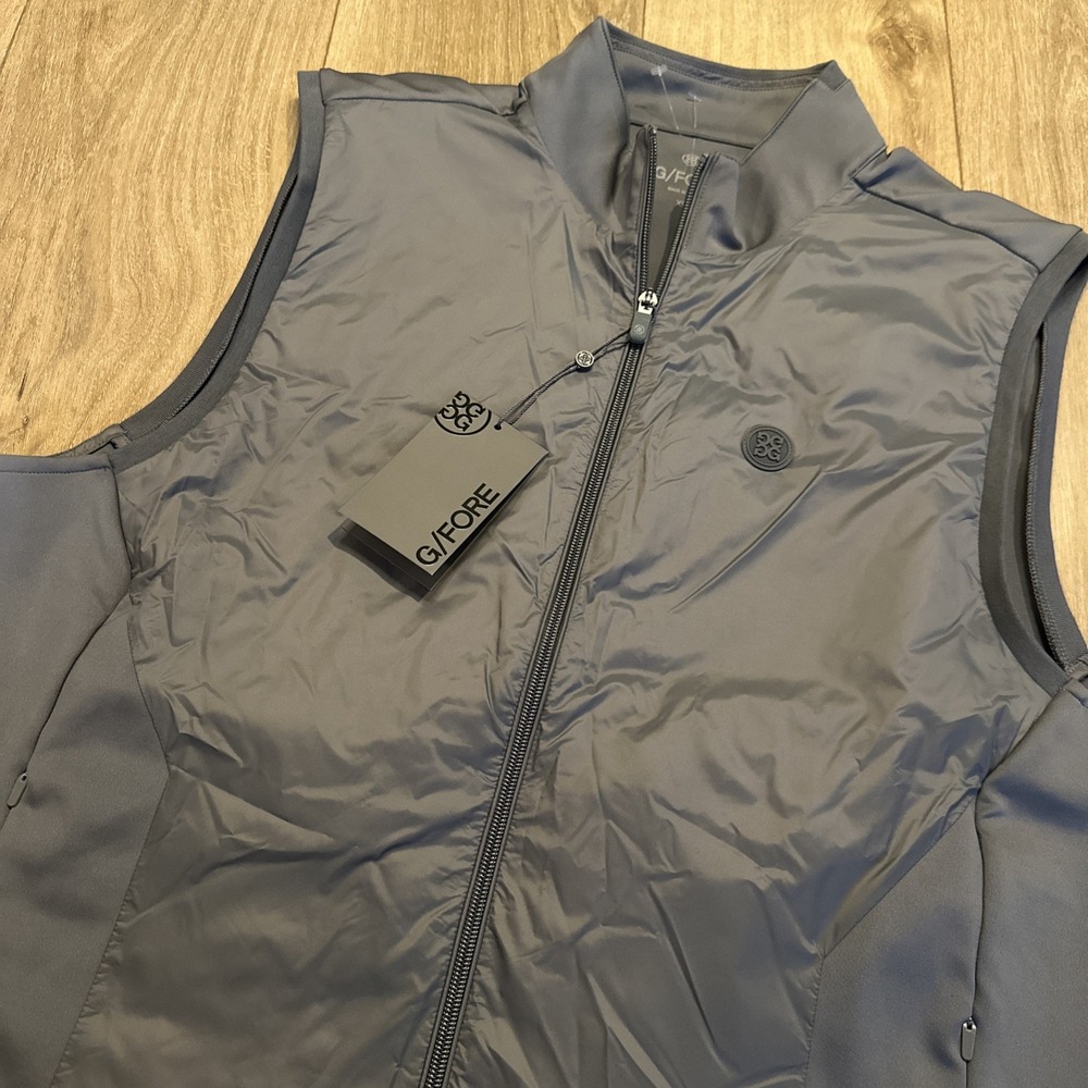 G/Fore Mens Grey Tech Stretch Interlock Performance Golf Full Zip‎ Vest XL NEW